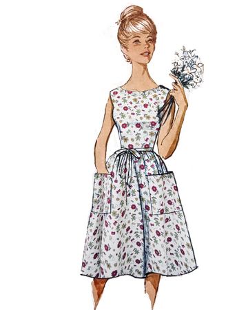 1960s Folksy Sewing Floral Novelty Print Cotton